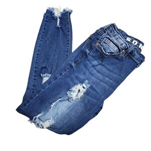 S.O.N.G. Perfect High Rise Skinny Ankle Jeans – Distressed – Dark Wash